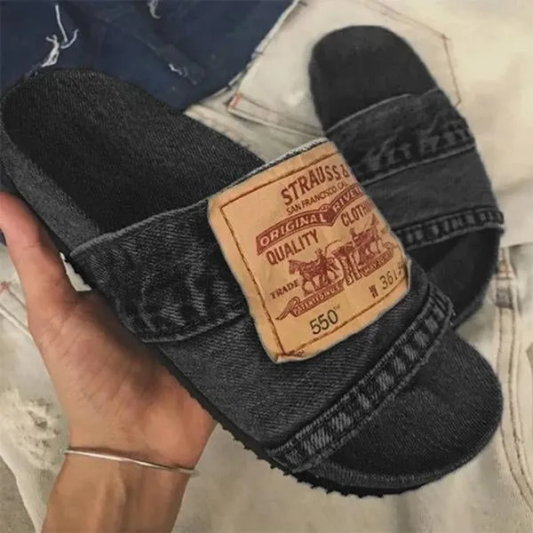 womens stylish denim slides sandals